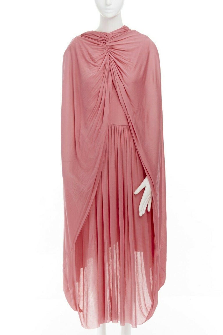 runway CELINE PHOEBE PHILO pink fluid viscose draped cape midi dress FR36 S  at 1stDibs | celine pink dress, celine cape dress, draped cape dress