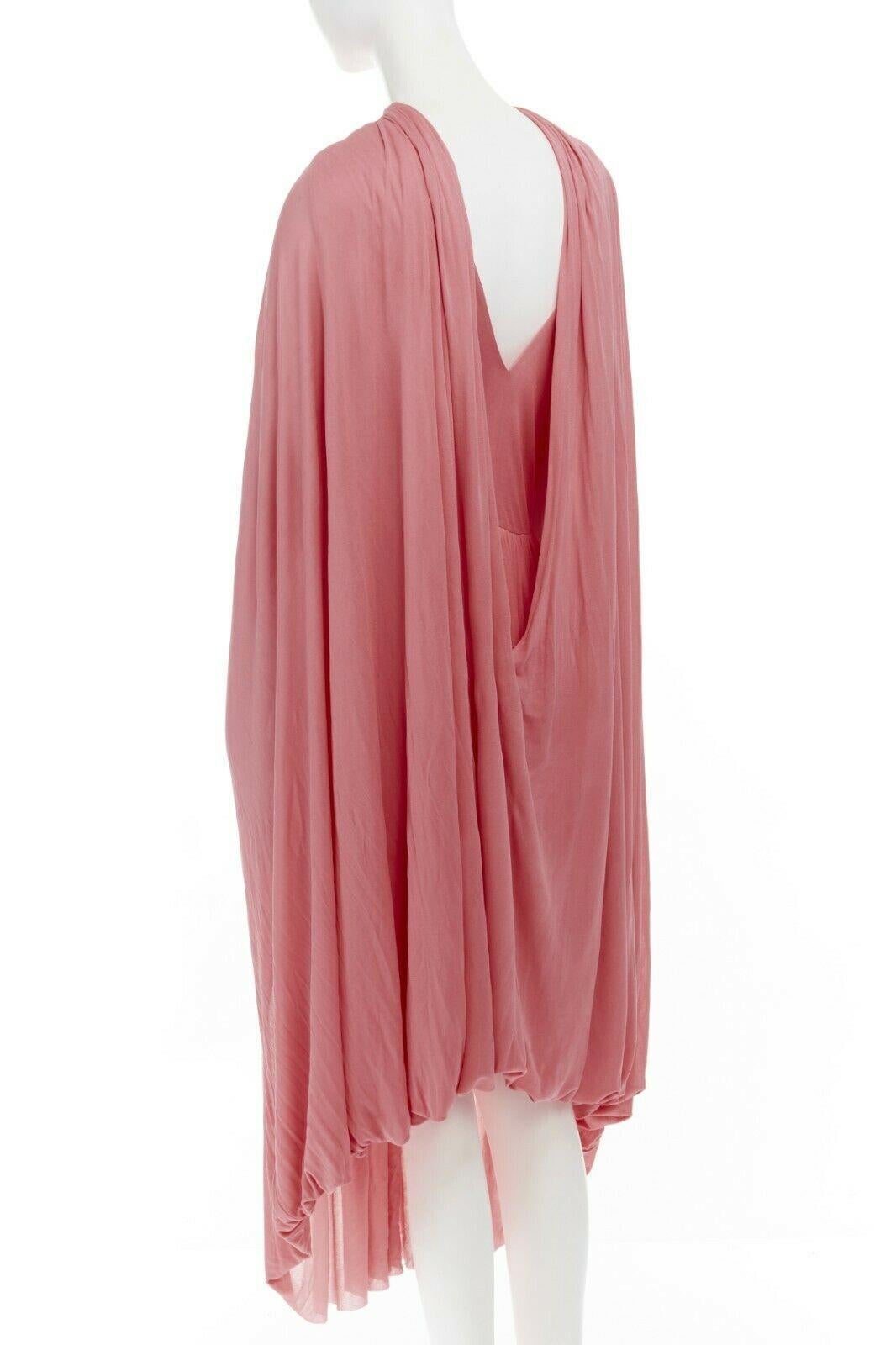 runway CELINE PHOEBE PHILO pink fluid viscose draped cape midi dress FR36 S In Excellent Condition In Hong Kong, NT