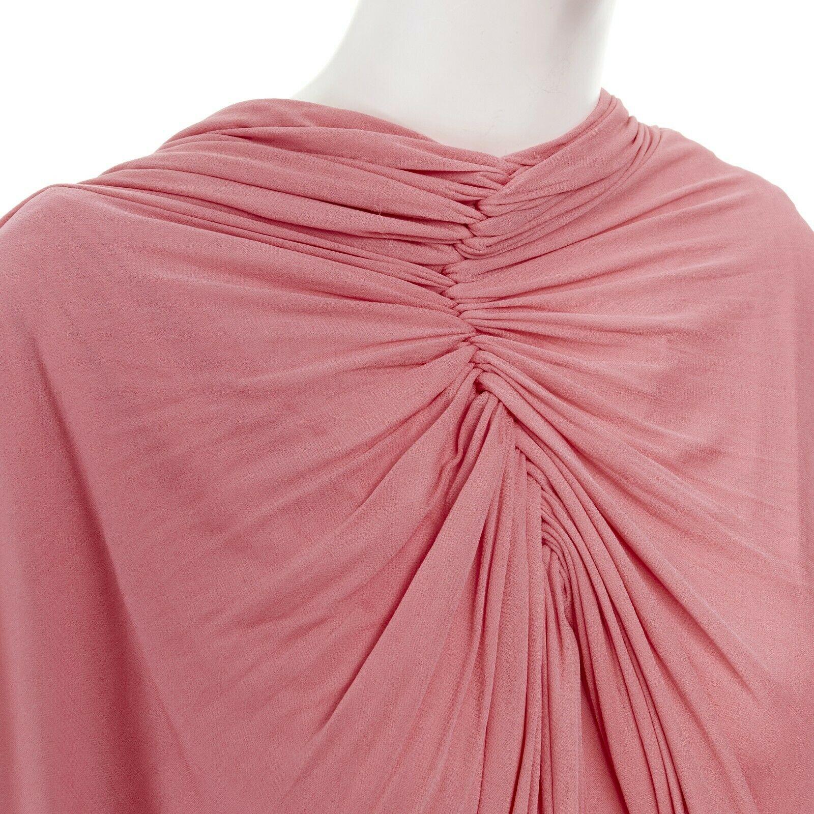 Women's runway CELINE PHOEBE PHILO pink fluid viscose draped cape midi dress FR36 S