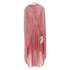 runway CELINE PHOEBE PHILO pink fluid viscose draped cape midi dress FR36 S