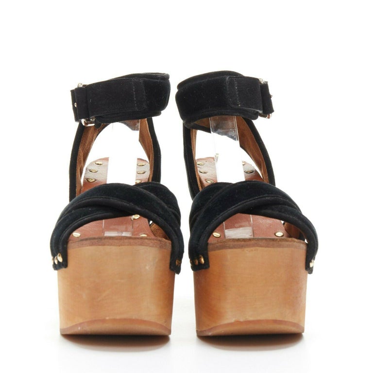 Sandales Céline Wedge - Taille UK 4, Noires, Occasion, Talon Milieu, Style Plateforme