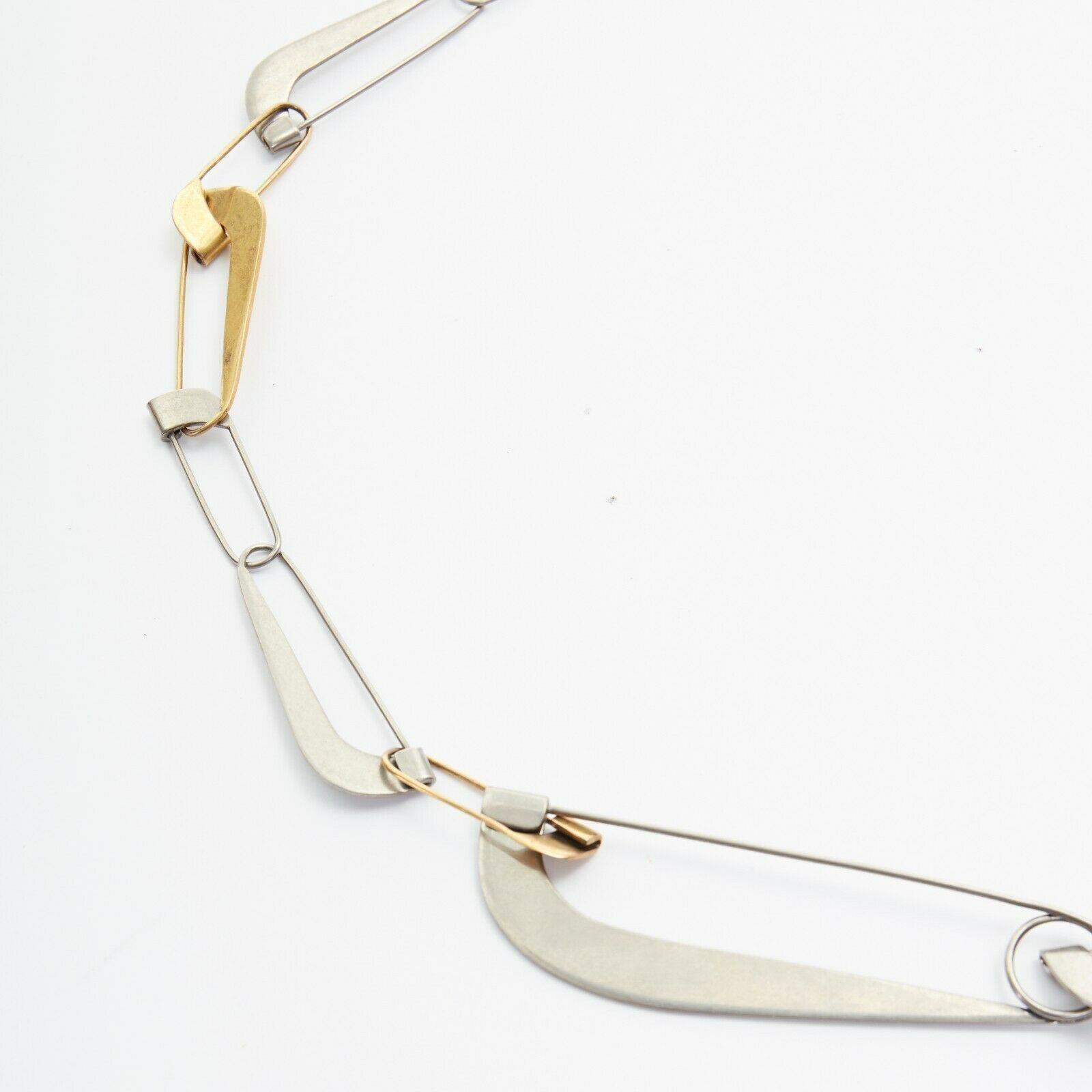 runway CELINE PHOEBE PHILO SS16 gold silver metal hardware linked necklace In Excellent Condition In Hong Kong, NT