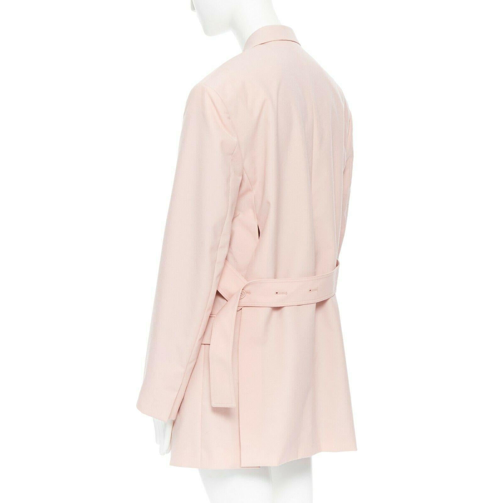 White runway CELINE SS18 minimal soft pink oversized boyfriend blazer jacket FR36 S