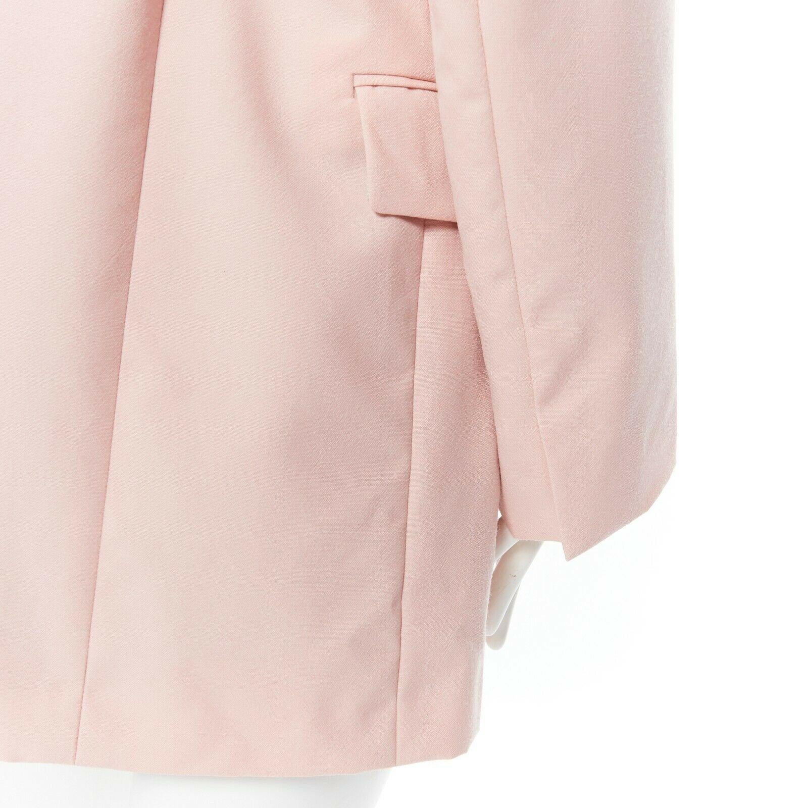 Women's runway CELINE SS18 minimal soft pink oversized boyfriend blazer jacket FR36 S