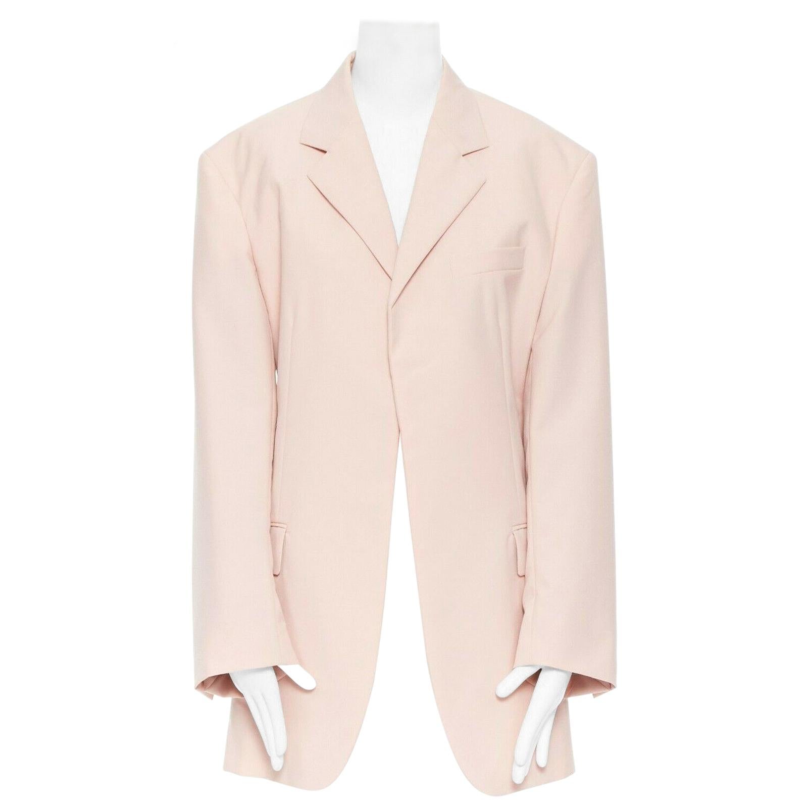 runway CELINE SS18 minimal soft pink oversized boyfriend blazer jacket FR36 S