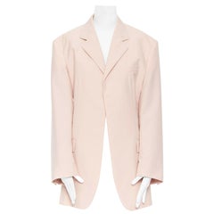 runway CELINE SS18 minimal soft pink oversized boyfriend blazer jacket FR36 S