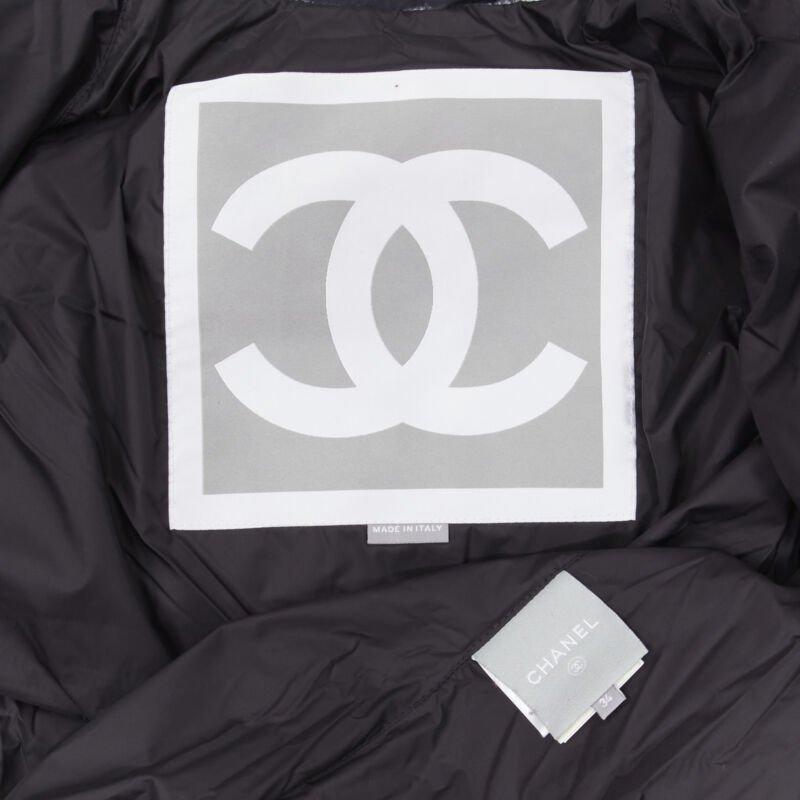 Runway CHANEL 07A black white tie dye nylon down padded puffer jacket FR34 XS 6
