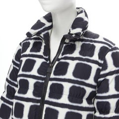 Runway CHANEL 07A black white tie dye nylon down padded puffer jacket FR34 XS