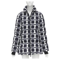 Runway CHANEL 07A black white tie dye nylon down padded puffer jacket FR34 XS