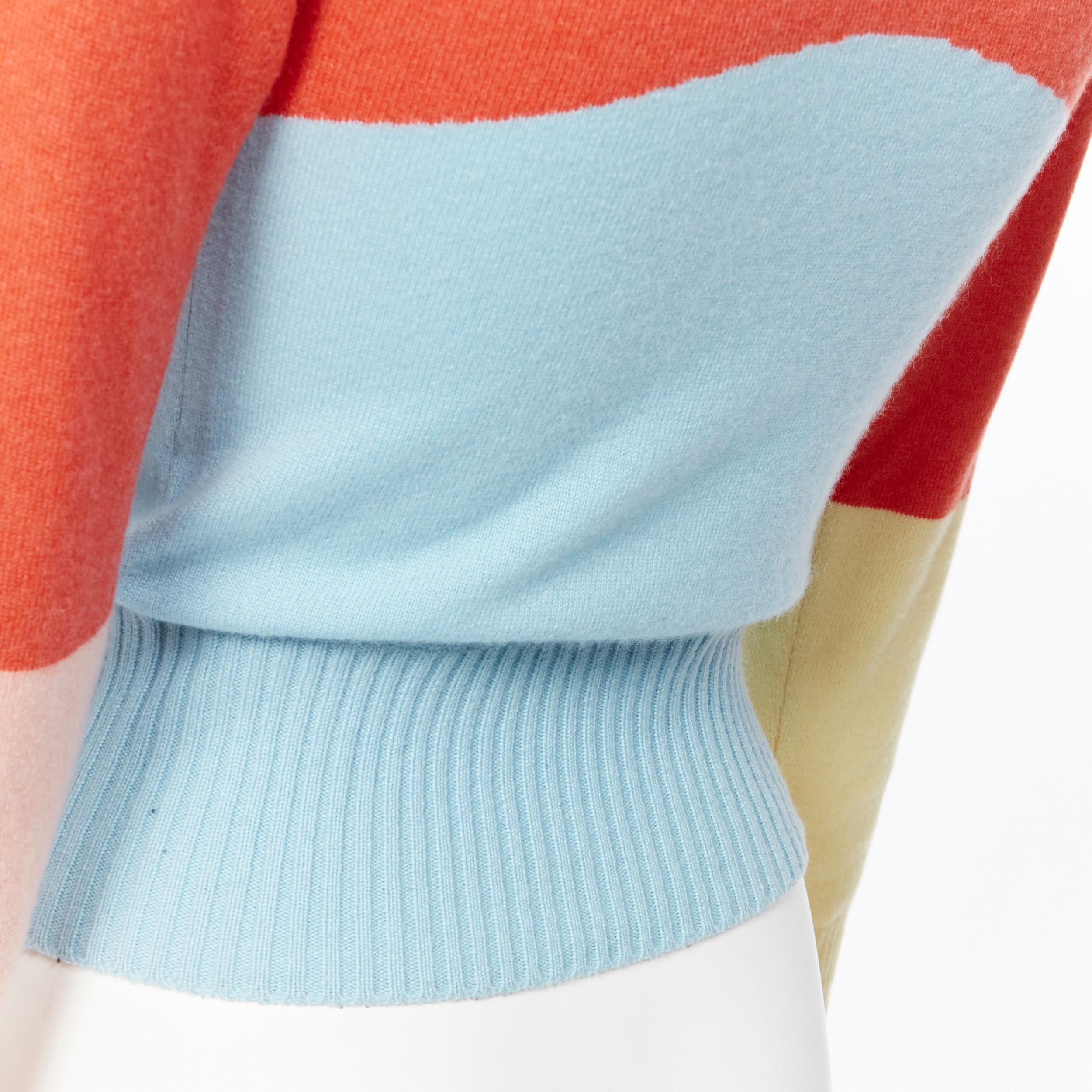 runway CHANEL 08C 100% cashmere orange colorblocked gold airplane sweater FR36 1