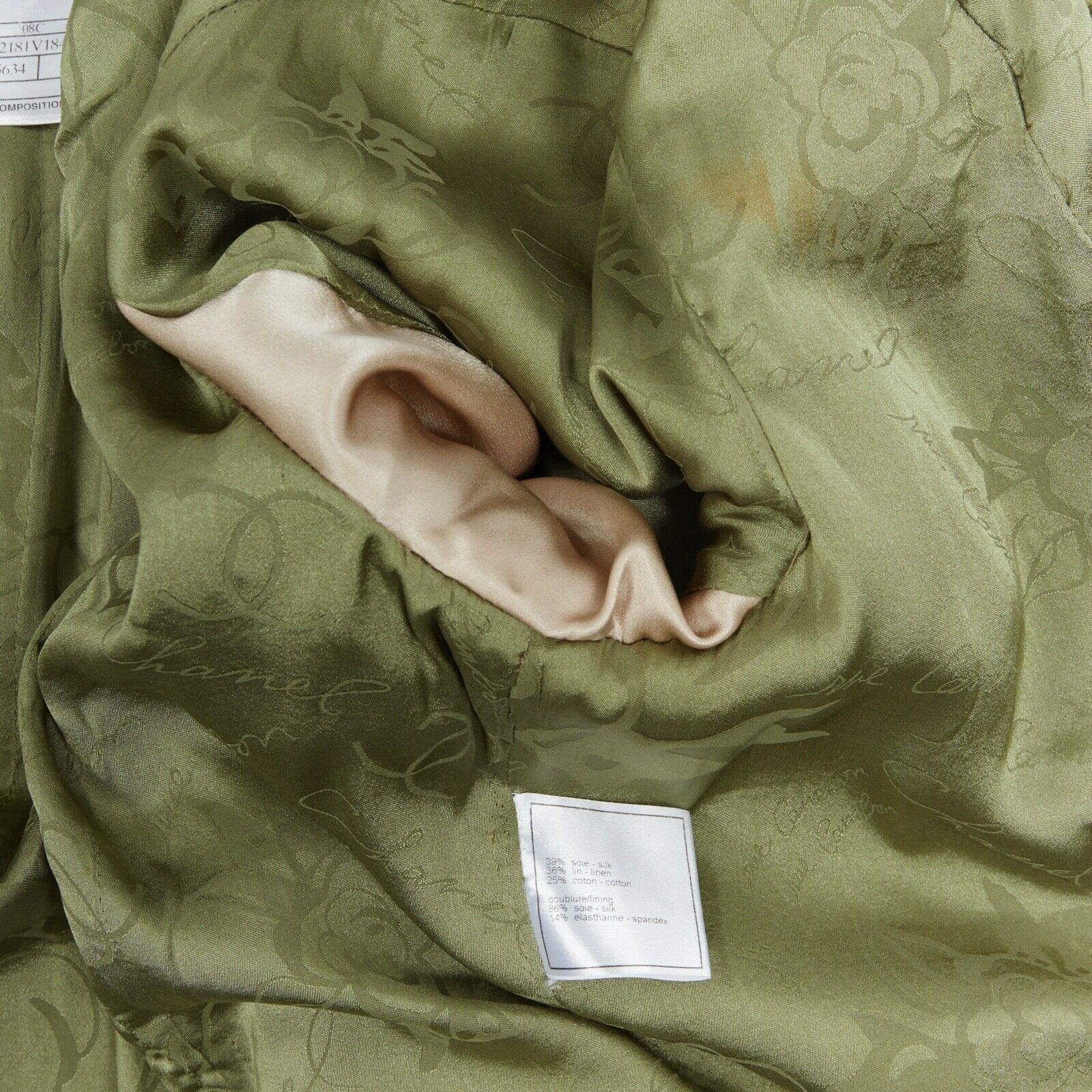 runway CHANEL 08C green houndstooth tweed 2 pocket military jacket FR42 3