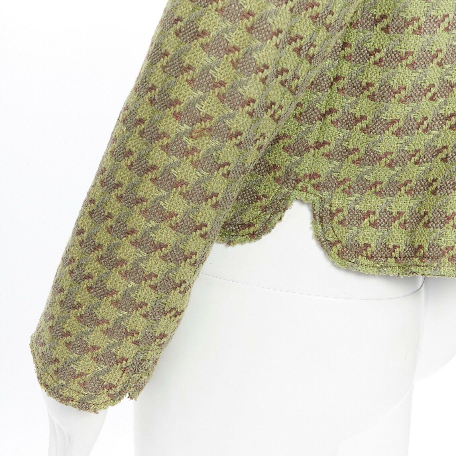 runway CHANEL 08C green houndstooth tweed 2 pocket military jacket FR42 1