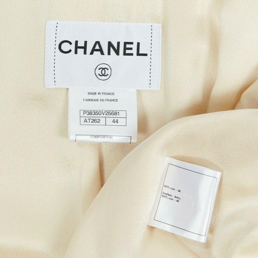 runway CHANEL 10P beige wheat silk tweed gold embroidery military jacket FR44 3