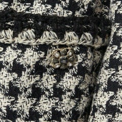 runway CHANEL 11A black houndstooth tweed trompe l'oeil silk blazer jacket FR46