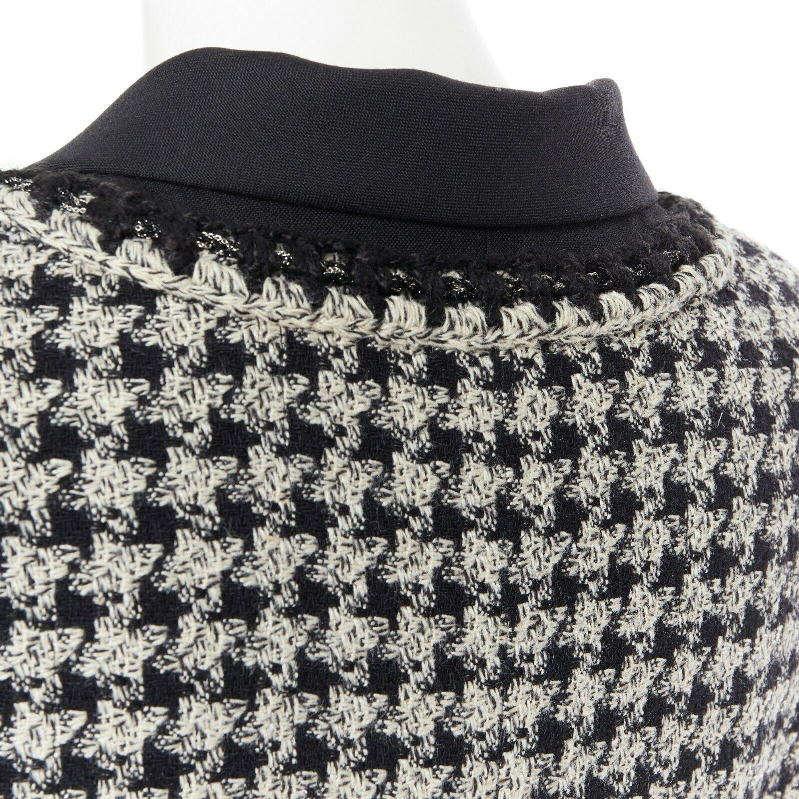 runway CHANEL 11A black houndstooth tweed trompe l'oeil silk blazer jacket FR46 4