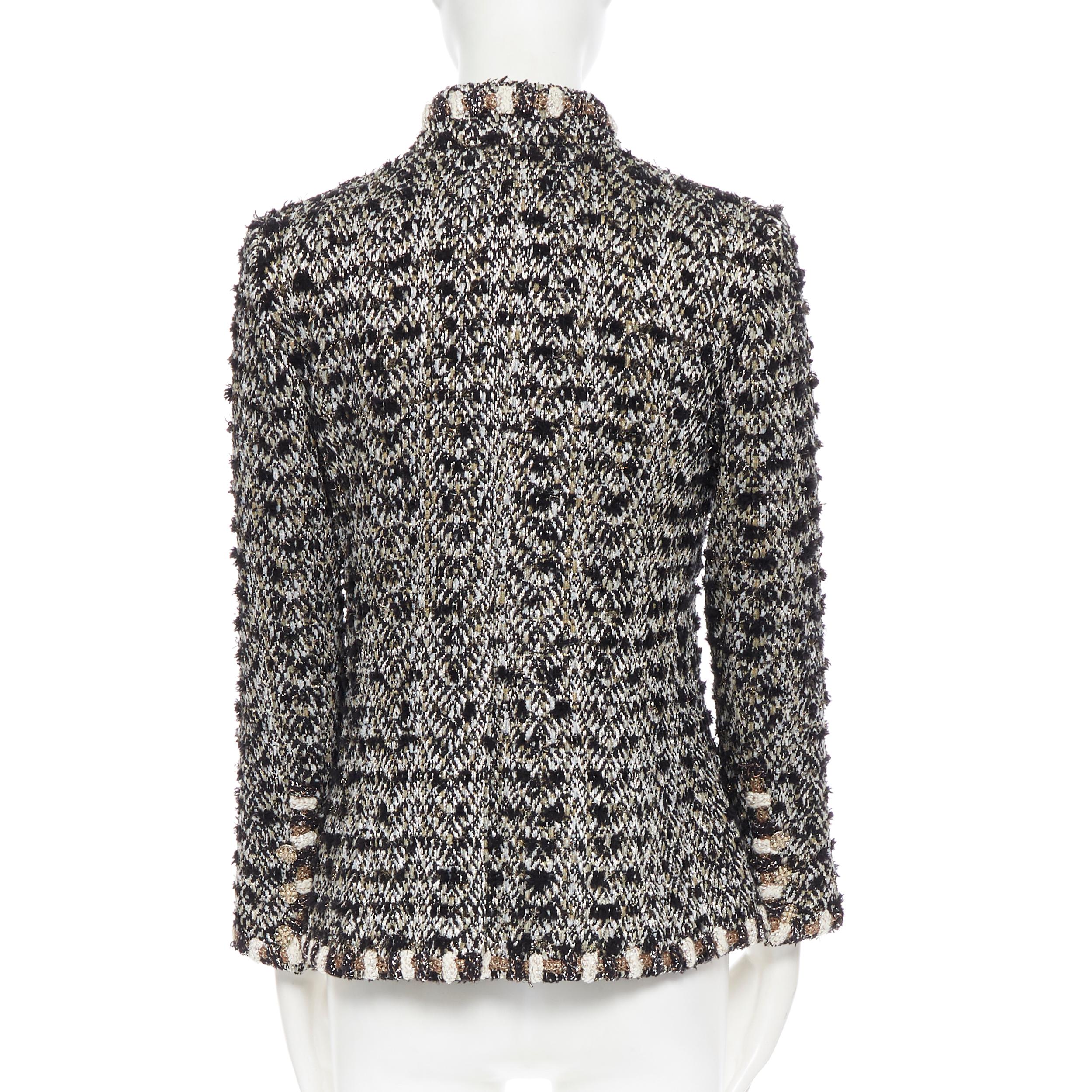 Black runway CHANEL 12A Paris-Bombay black gold fantasy tweed 4 pockets jacket FR38