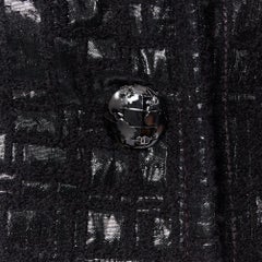 runway CHANEL 13A cyber tweed bomber sleeve double breasted black jacket FR36