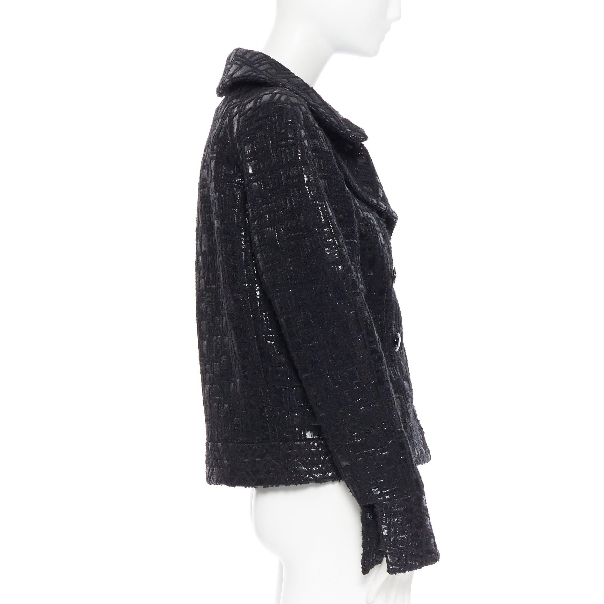 CHANEL 13A - Veste noire à manches bomber et à double boutonnage en tweed, issue d'un défilé, FR36 Neuf - En vente à Hong Kong, NT