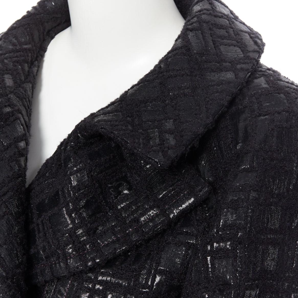 CHANEL 13A - Veste noire à manches bomber et à double boutonnage en tweed, issue d'un défilé, FR36 en vente 2