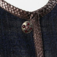 runway CHANEL 13A python 4-pocket gripoix button plaid wool blend tweed FR44