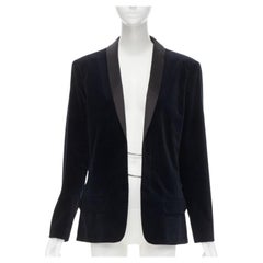 Runway CHANEL 18A Paris Hamburg Metier D'art navy velvet tuxedo blazer FR46