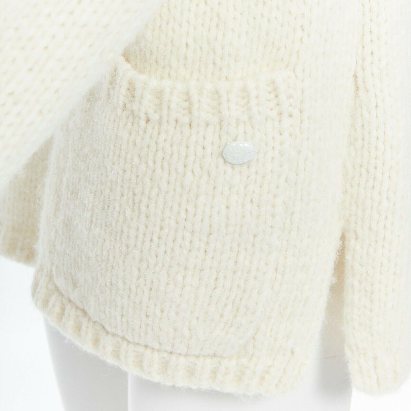 runway CHANEL 18A white alpaca knit dual patch pocket oversized sweater FR42 In Excellent Condition In Hong Kong, NT