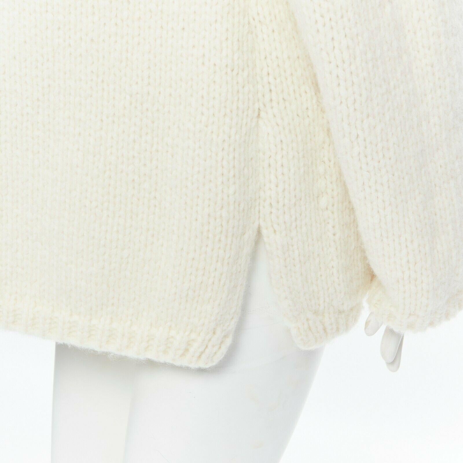 Women's runway CHANEL 18A white alpaca knit dual patch pocket oversized sweater FR42