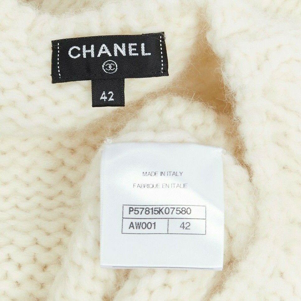 runway CHANEL 18A white alpaca knit dual patch pocket oversized sweater FR42 1