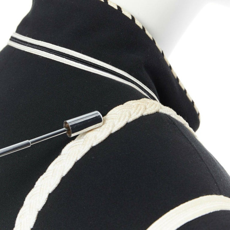 runway CHANEL 90P black nautical rope braid trim mandarin collar jacket