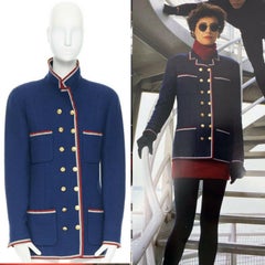 défilé CHANEL AW89 rouge gris bleu marine veste double boutonnage FR38