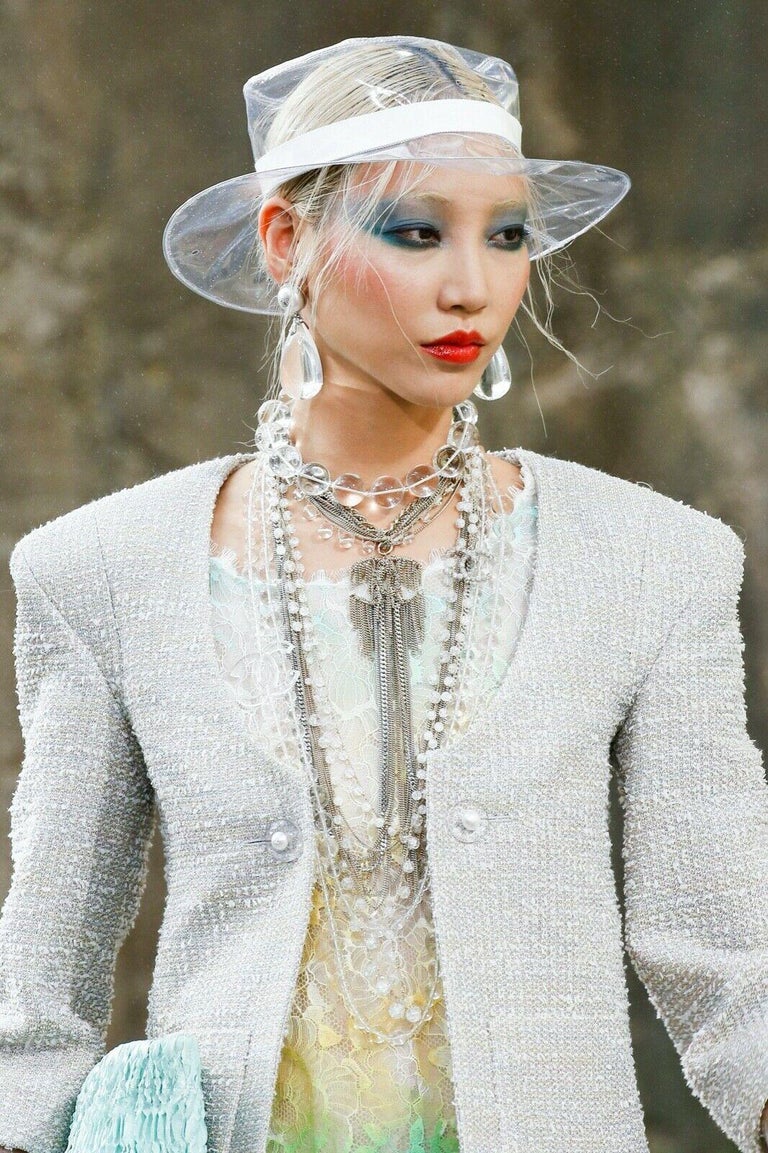runway CHANEL KARL LAGERFELD SS18 clear resin ball linked choker necklace  at 1stDibs