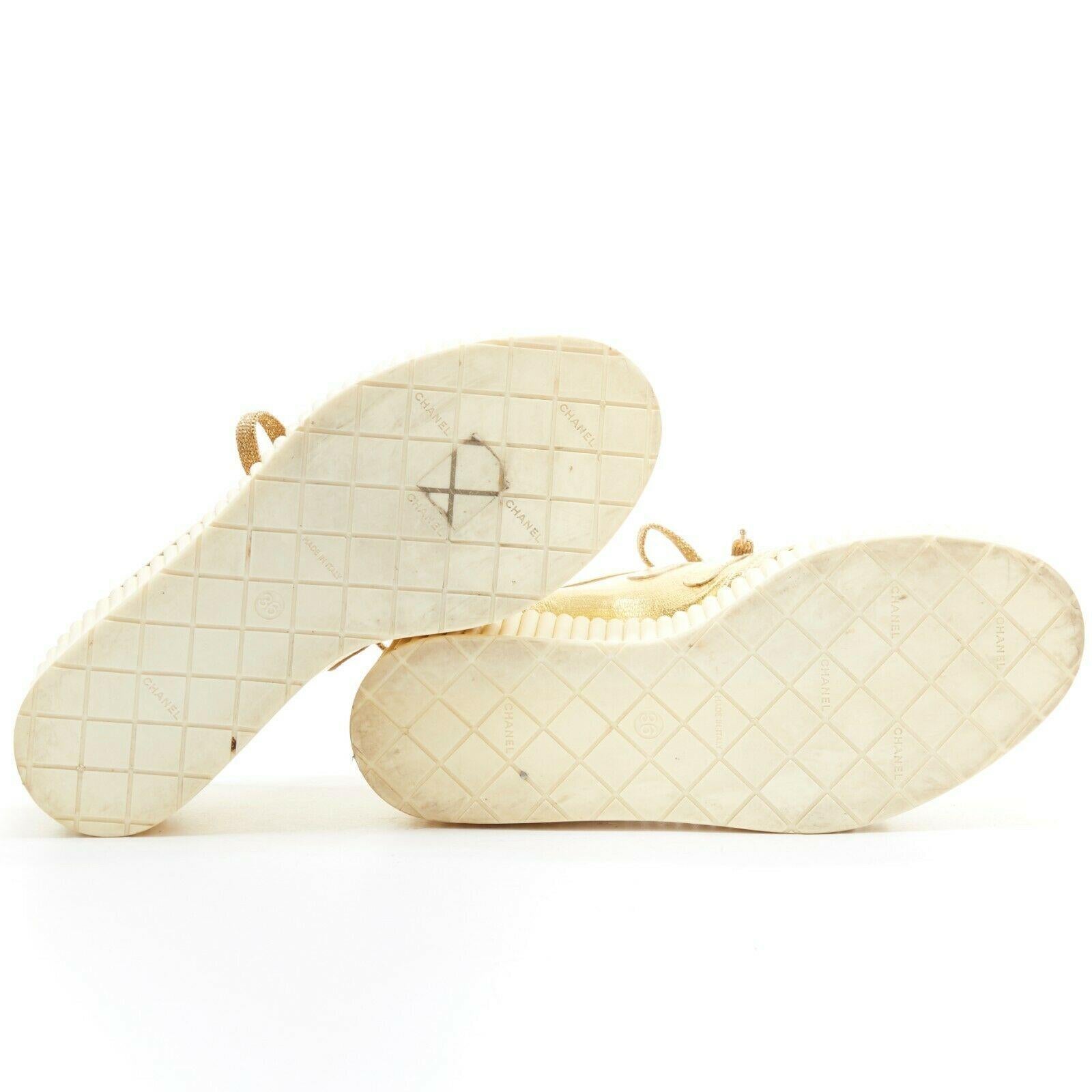 runway CHANEL metallic gold foil leather strapped toe platform creeper EU36 In Good Condition In Hong Kong, NT