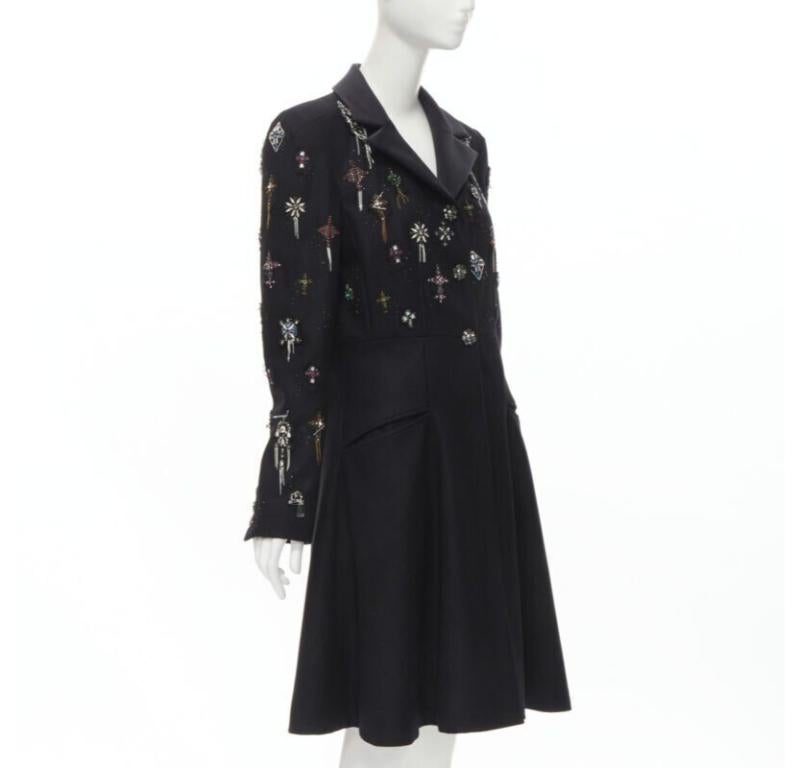 Nero Runway Chanel Paris London Metier D'art Lesage Cappotto Punk in cashmere FR40 in vendita