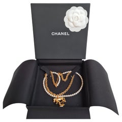 Runway Chanel Pearl and Chain Lion Pearl Drop Layered Necklace