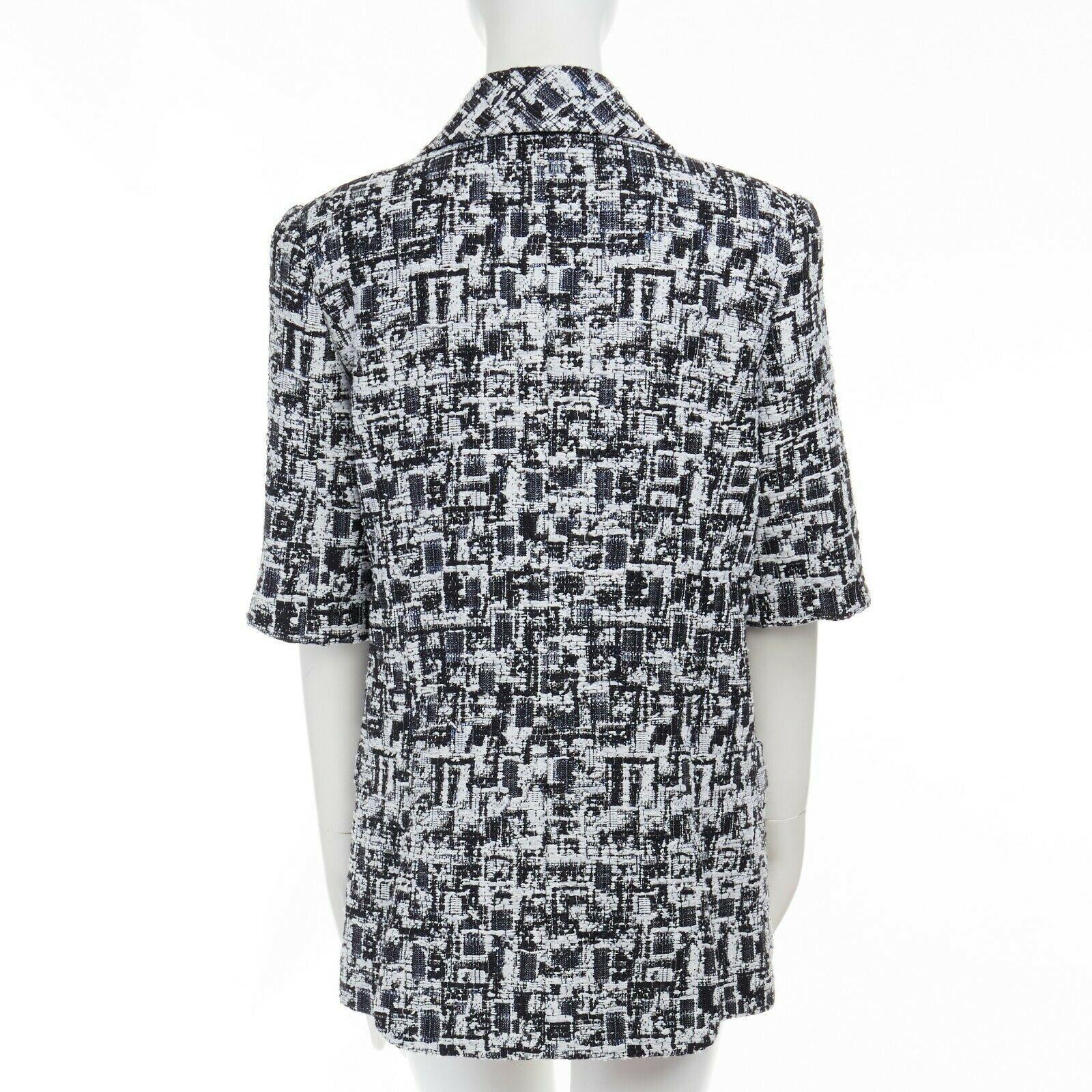 runway CHANEL SS15 black white tweed  3-pocket short sleeve jacket FR40 L In Excellent Condition In Hong Kong, NT