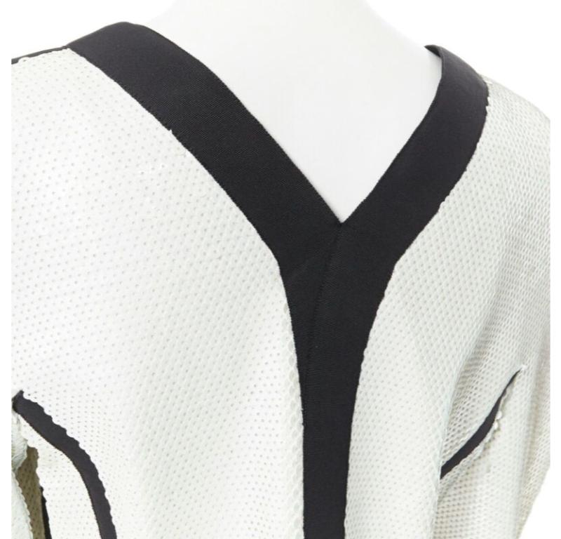 runway CHANEL SS91 white sequin black grosgrain trim scuba zipper jacket FR44 For Sale 5