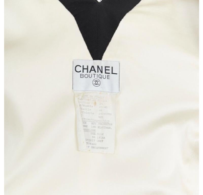runway CHANEL SS91 white sequin black grosgrain trim scuba zipper jacket FR44 For Sale 6