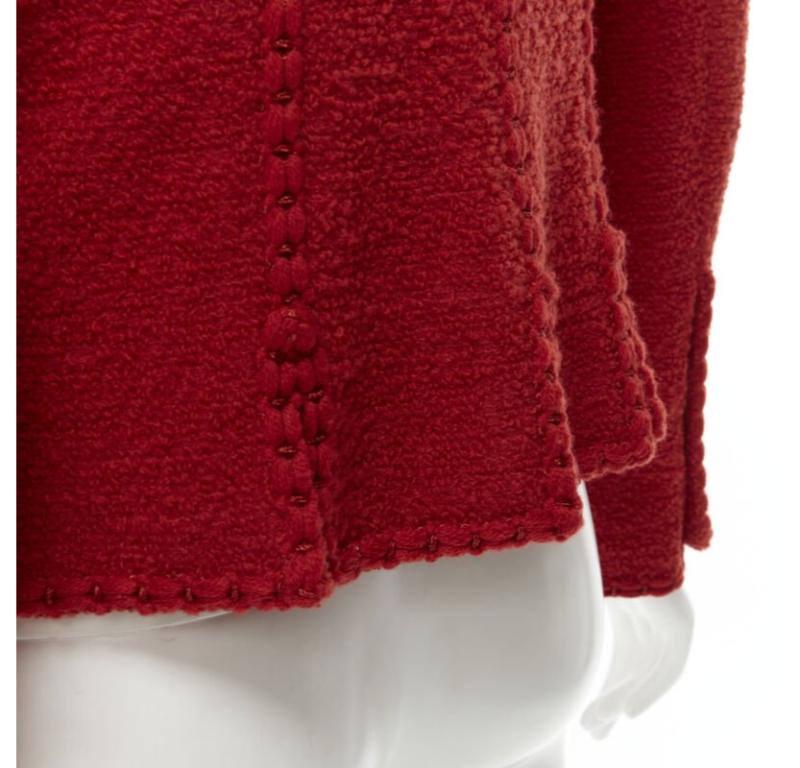 Laufsteg CHANEL Vintage 93A Rotes Korsett aus Boucle-Tweed  Jacke FR44 im Angebot 7