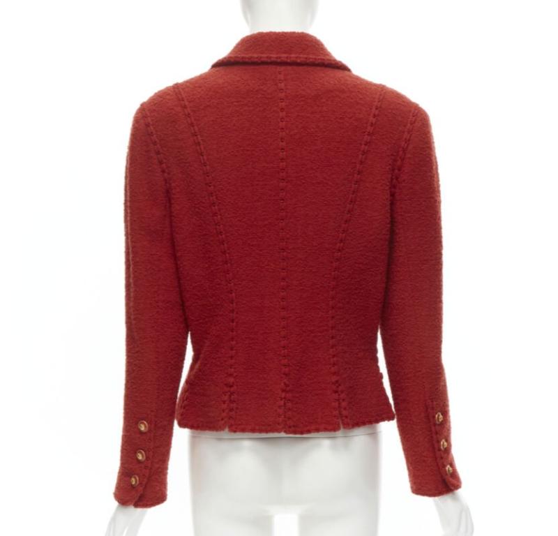 Laufsteg CHANEL Vintage 93A Rotes Korsett aus Boucle-Tweed  Jacke FR44 im Angebot 2
