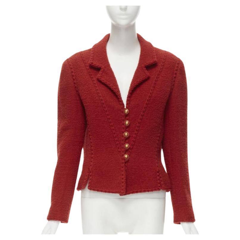 Corsetto CHANEL Vintage 93A in tweed bouclé rosso con stecche, in passerella  giacca FR44