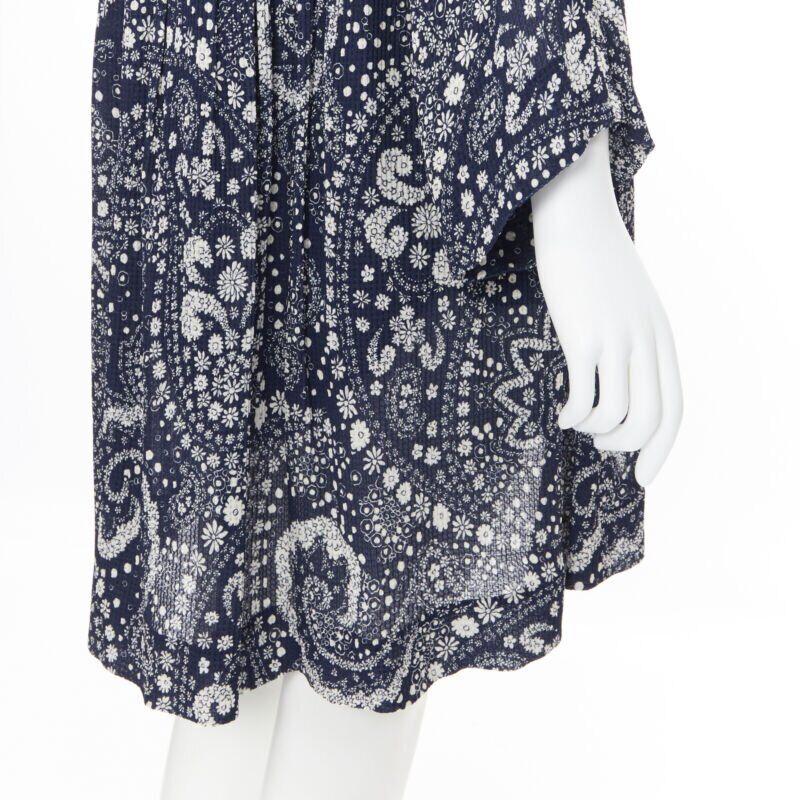 runway CHLOE 2016 blue white lace trimmed floral flared sleeve boho dress  FR36 5