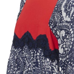 runway CHLOE 2016 blue white lace trimmed floral flared sleeve boho dress  FR36