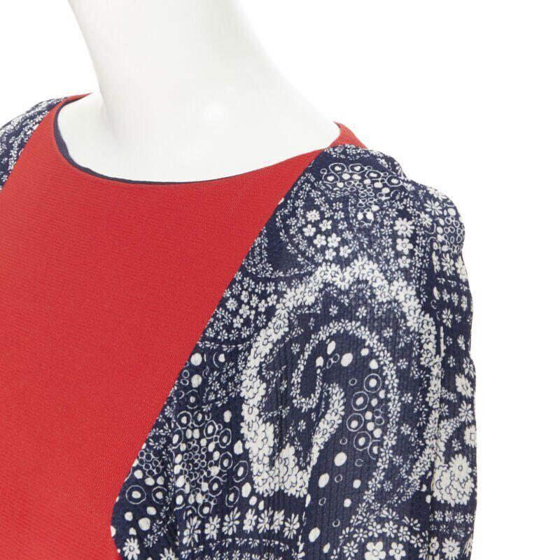 runway CHLOE 2016 blue white lace trimmed floral flared sleeve boho dress  FR36 3