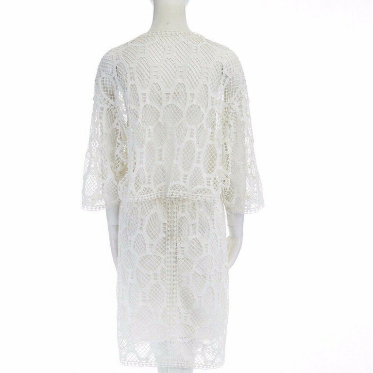 runway CHLOE 2016 white boho embroidery anglais layered back 3/4 sleeve ...
