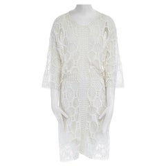 runway CHLOE 2016 white boho embroidery anglais layered back 3/4 sleeve dress S