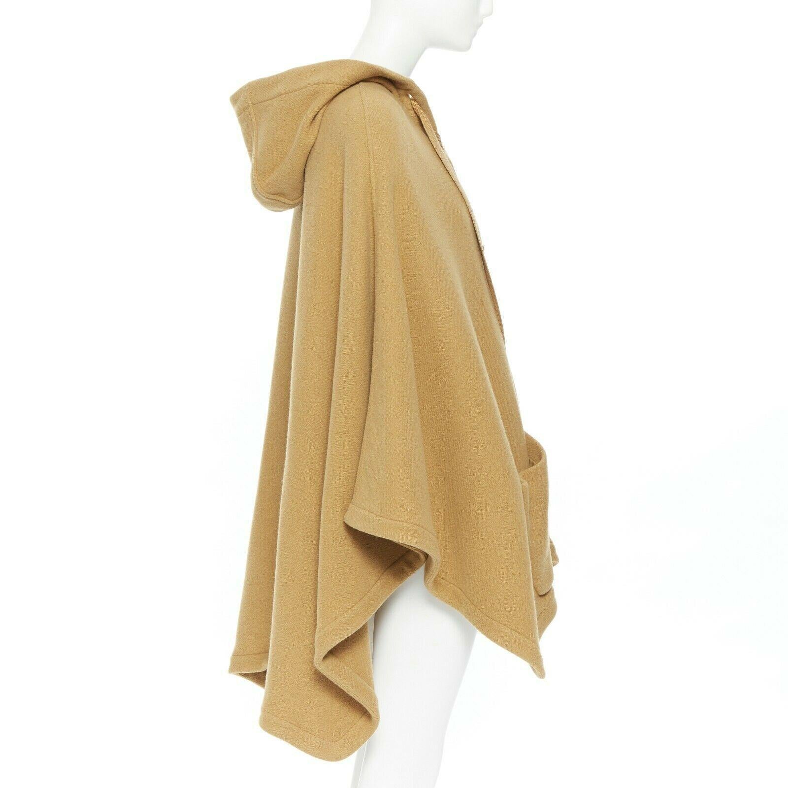 Brown runway CHLOE 2017 virgin wool poncho cape gold khaki brown lace-up FR36 S