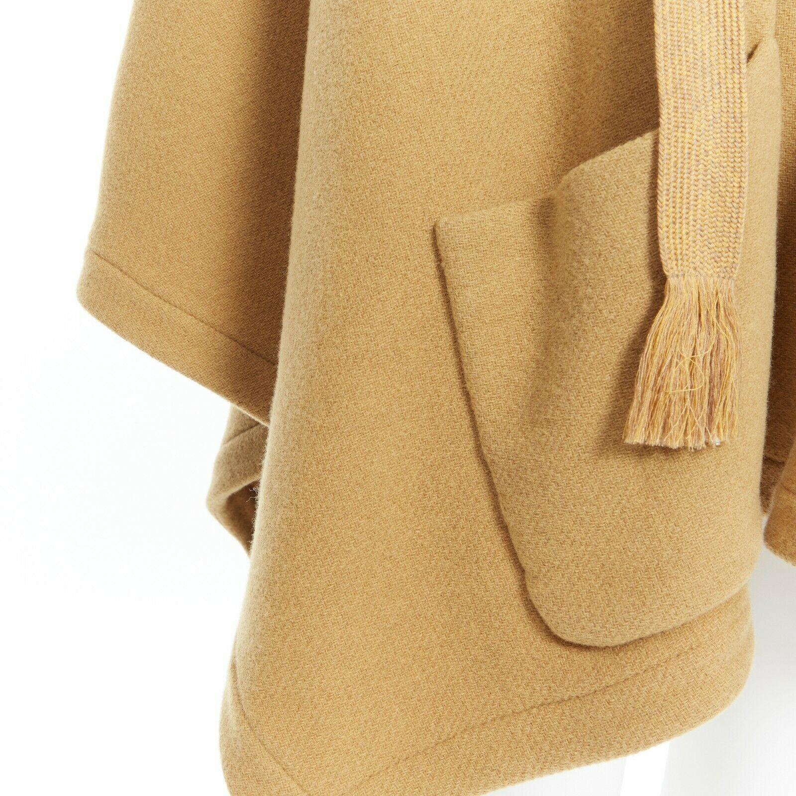 runway CHLOE 2017 virgin wool poncho cape gold khaki brown lace-up FR36 S 1
