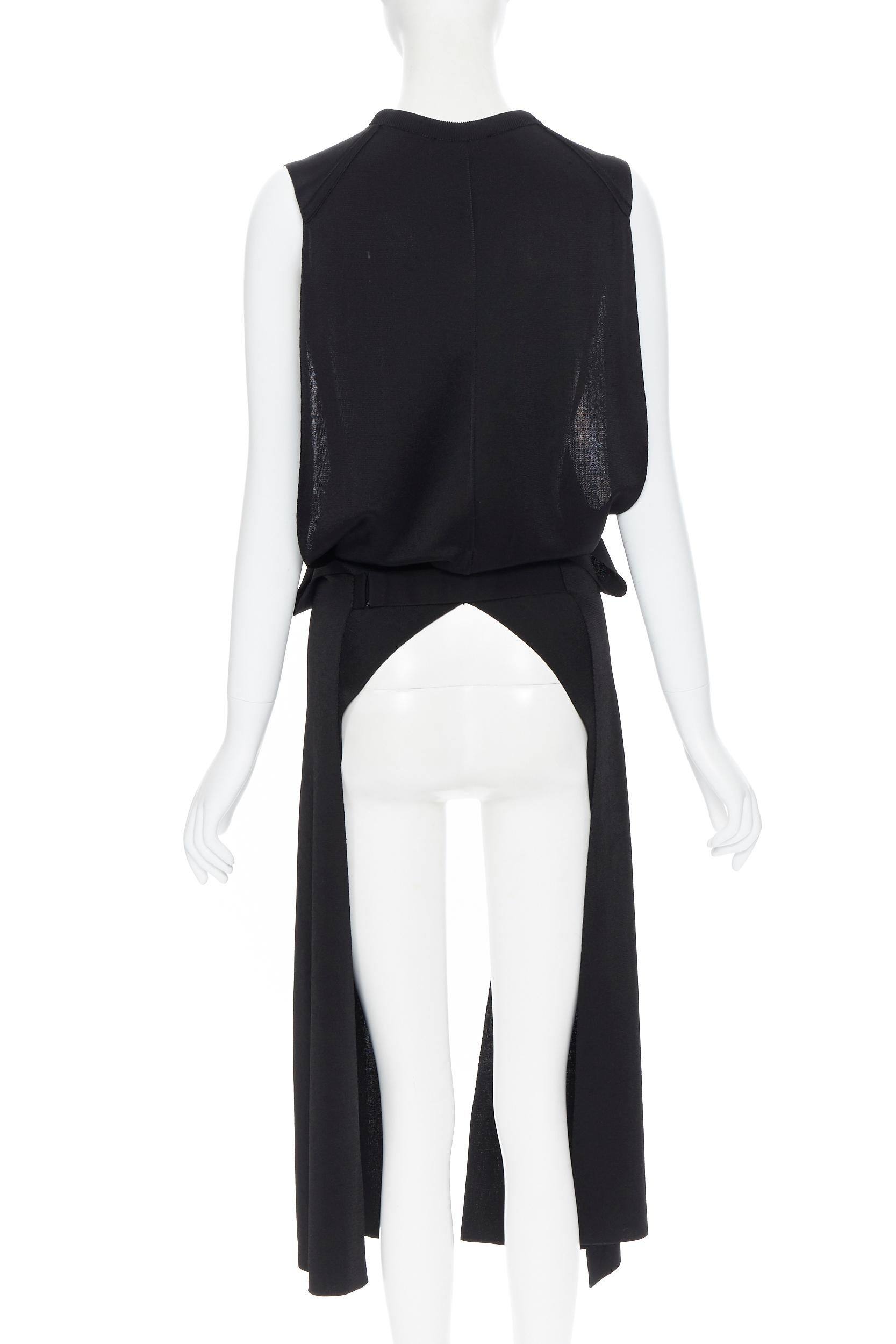 runway CHLOE AW18 black knitted wrap belted slit front maxi sweater vest M In New Condition In Hong Kong, NT