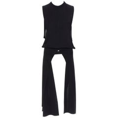 runway CHLOE AW18 black knitted wrap belted slit front maxi sweater vest M