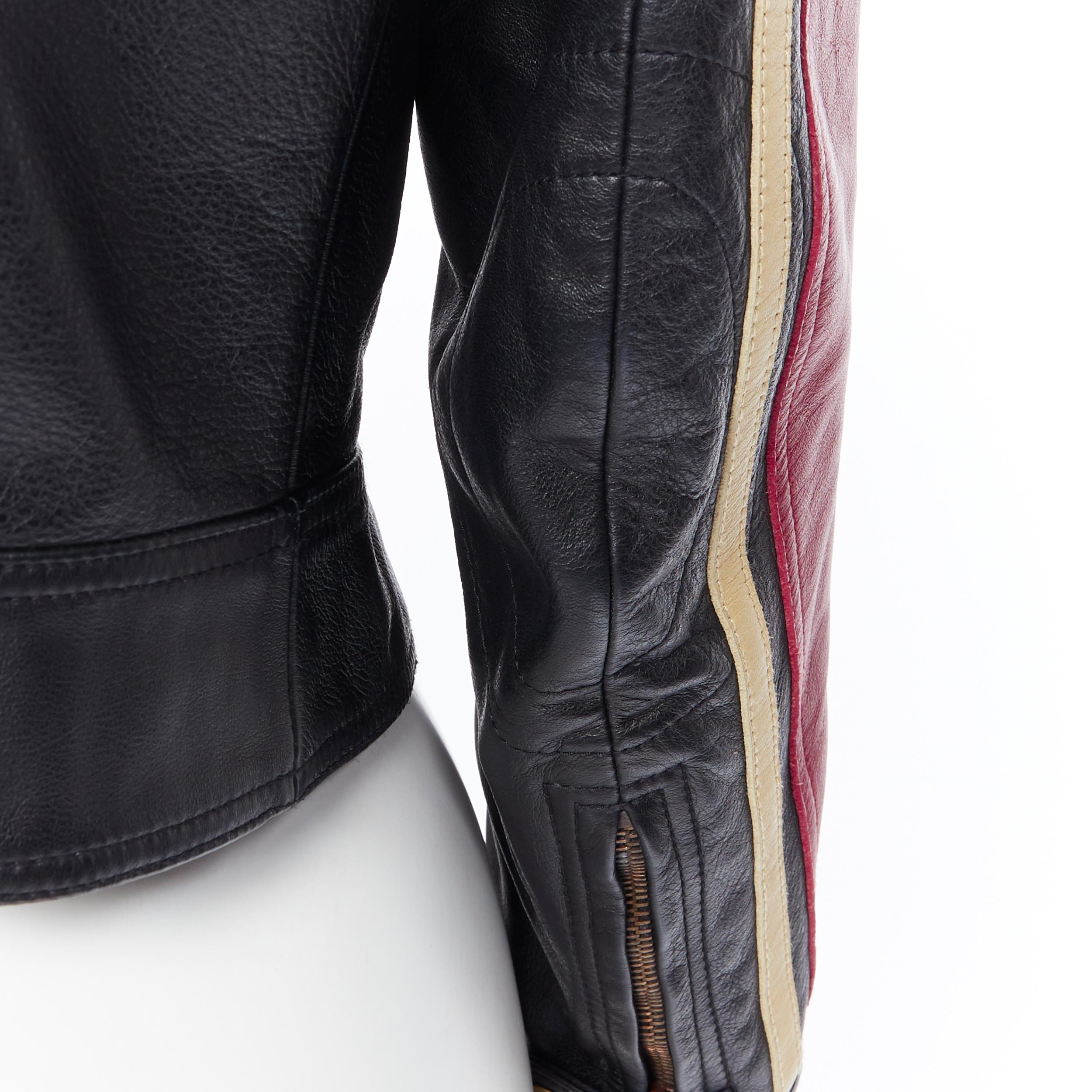 runway CHLOE rouge noir cuir zippé devant veste moto biker S 5